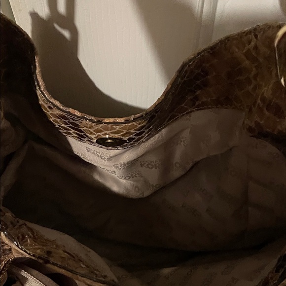 Michael Kors Tan and Brown Snake Print Hobo Bag - Picture 9 of 14